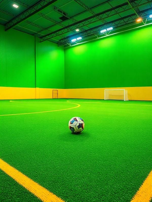 Futsal court and players in action