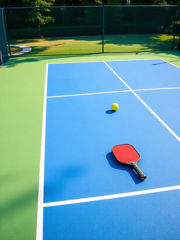 Pickleball court and players in action